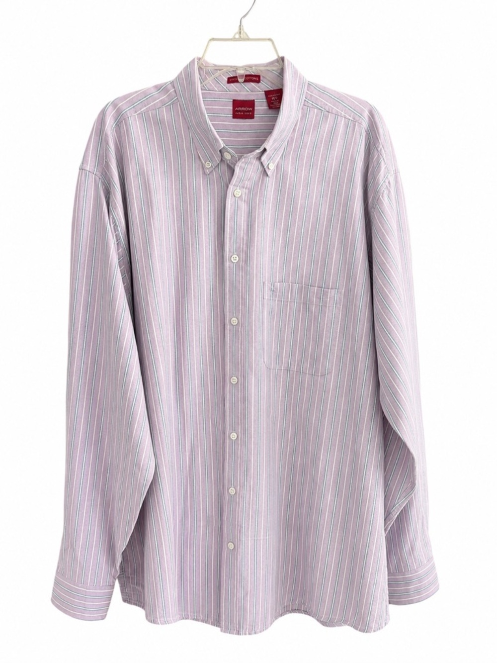 Arrow Pink Striped Button-Down Shirt Men’s XLT Cotton Preppy Office Dadcore